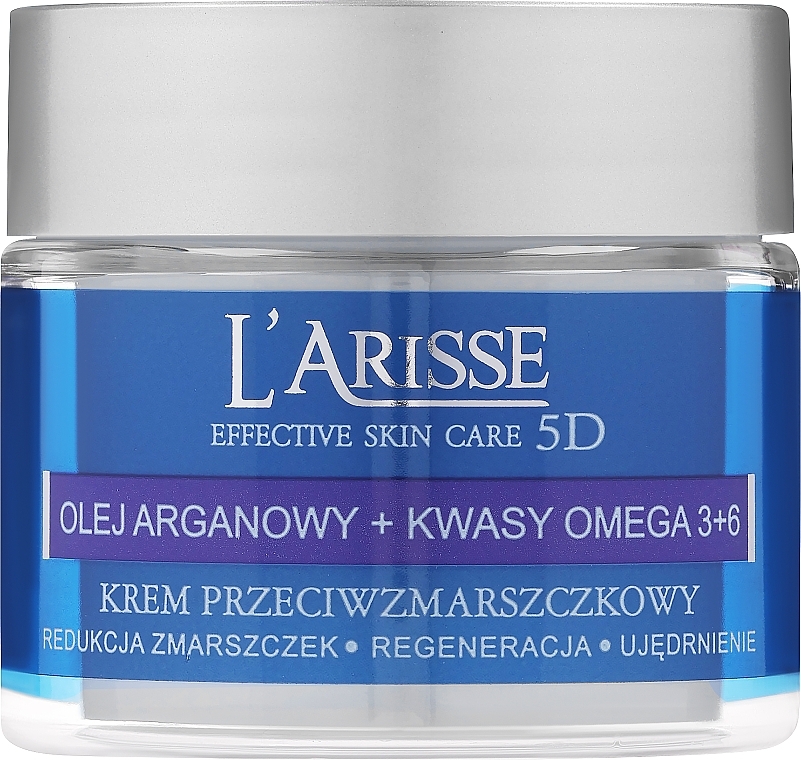 Przeciwzmarszczkowy krem z olejem arganowym i kwasami omega-3 + 6 65+ - AVA Laboratorium L’Arisse Effective Skin Care 5D — Zdjęcie N2