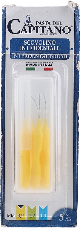 PRZECENA! Zestaw szczoteczek międzyzębowych, żółty - Pasta Del Capitano Interdental Brush Fine 0.9 mm * — Zdjęcie N2