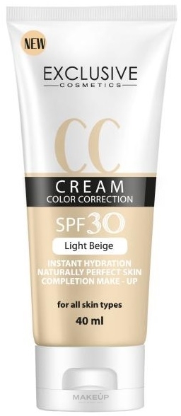 Krem CC do twarzy - Exclusive Cosmetics CC Cream Color Correction SPF 30 — Zdjęcie Light Beige