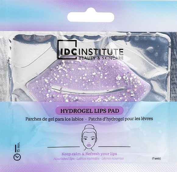 Hydrożelowa maseczka na usta z brokatem - IDC Institute Glitter Hydrogel Lips Pad Purple  — Zdjęcie N1