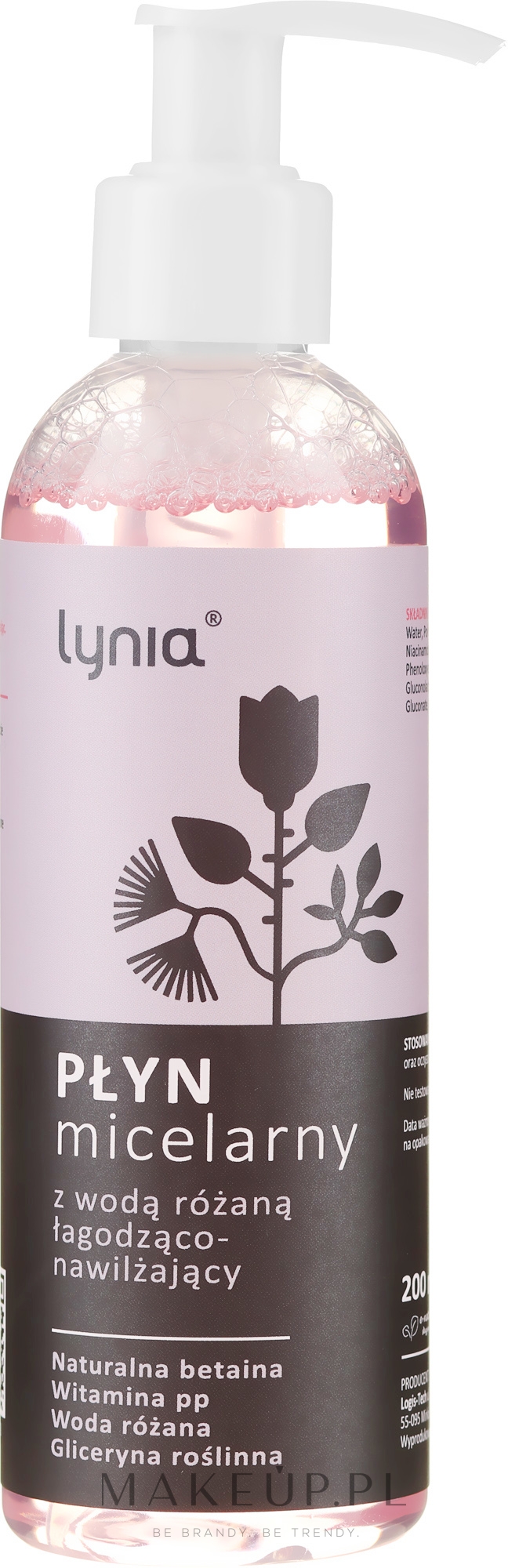 Płyn micelarny z wodą różaną łagodząco-nawilżający - Lynia — Zdjęcie 200 ml