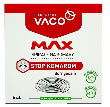 Spirala na komary - VACO Spirals MAX To 9 Hours — Zdjęcie N1