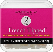 Kup Krótkie tipsy French - Dashing Diva French Tipped Short White 50 Tips (Size 2)