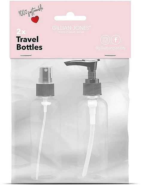 Plastikowa butelka z atomizerem i dozownikiem, 2 szt. - Gillian Jones Travel Size Bottles 100ml — Zdjęcie N1