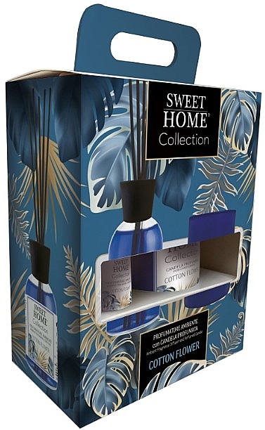 Zestaw - Sweet Home Collection Cotton Flower Gift Set (diffuser/100ml + candle/110g) — Zdjęcie N1