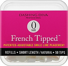 Tipsy krótkie naturalne French - Dashing Diva French Tipped Short Natural 50 Tips (Size 0) — Zdjęcie N1