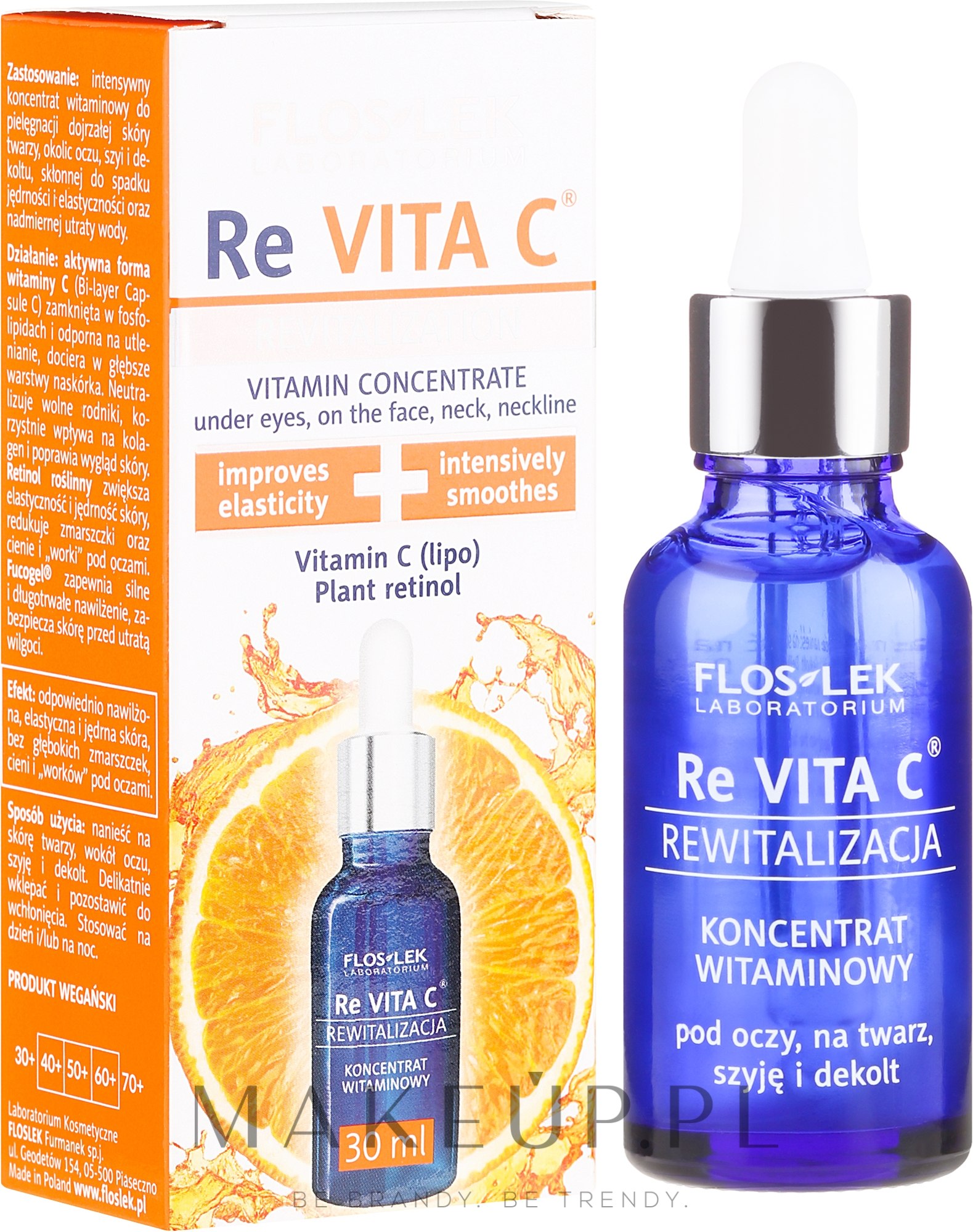Koncentrat witaminowy pod oczy na twarz, szyję i dekolt Rewitalizacja - Floslek Re Vita C Concentrate With Vitamin C — Zdjęcie 30 ml