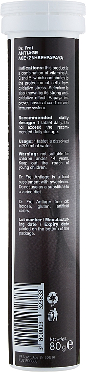 Witaminy musujące Anti-age (witaminy A, C, E + cynk + selen + papaja) - Dr. Frei Beauty AntiAge — Zdjęcie N2