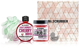 Kup Zestaw - Mr.Scrubber "Cherry Bomb" (body/scr/300 g + sh/gel/300 ml + sh/sponge)