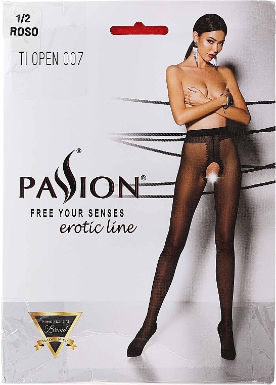 PRZECENA! Rajstopy erotyczne z otwartym krokiem Tiopen 007, 20 Den, roso - Passion * — Zdjęcie N2
