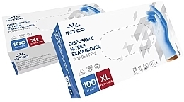 Rękawice nitrylowe, rozmiar XL, 100 sztuk, niebieskie - Intco — Zdjęcie N1