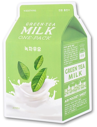 Maska na tkaninie do twarzy Zielona herbata - A'pieu Green Tea Milk One-Pack
