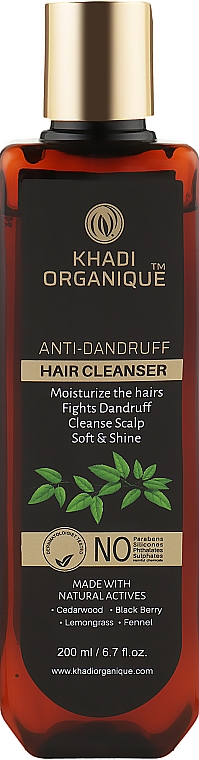 Naturalny ajurwedyjski szampon przeciwłupieżowy i wzmacniający włosy, bez siarczanów - Khadi OrganiqueAnti-Dandruff Hair Cleanser