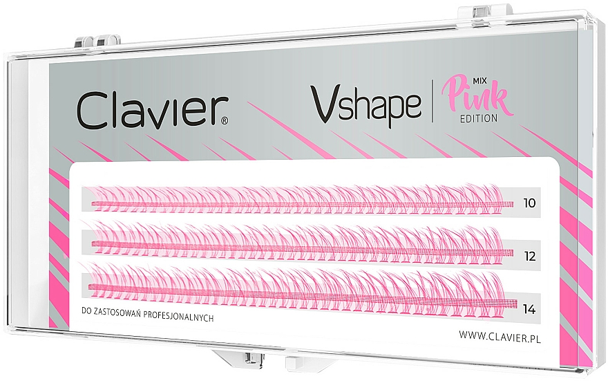 Mix sztucznych rzęs, różowe - Clavier Vshape Colour Edition Pink — Zdjęcie N1