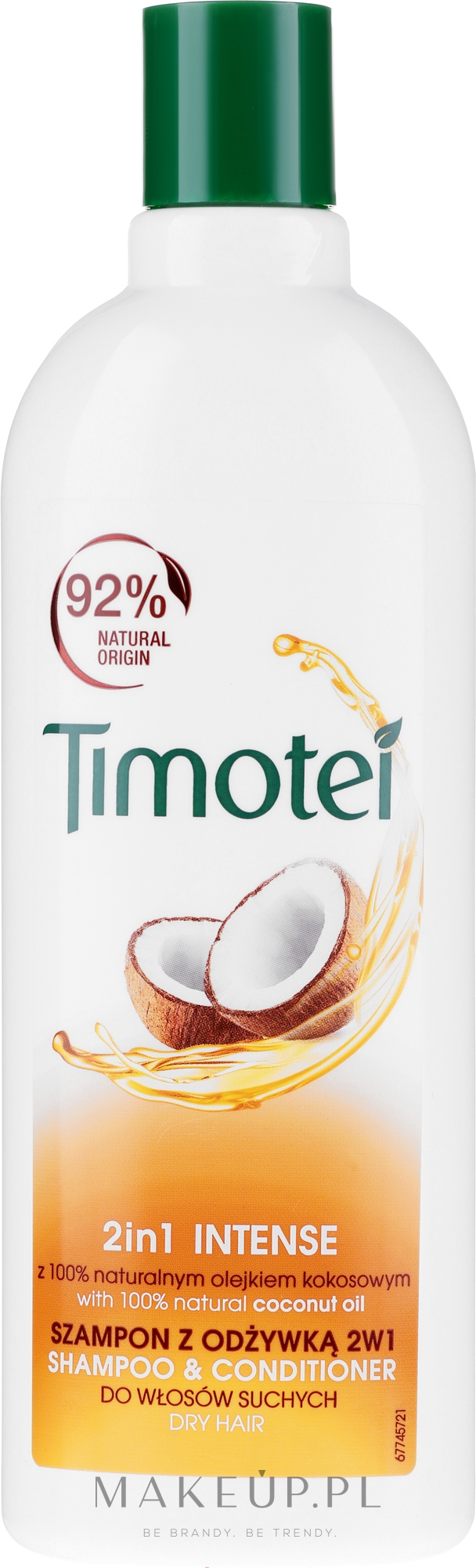 Szampon i odżywka 2 w 1 z olejem kokosowym Intensywna pielęgnacja - Timotei 2 in 1 Intense Shampo & Conditioner — Zdjęcie 400 ml