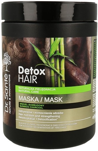 Wzmacniająca maska do włosów Węgiel bambusowy - Dr Sante Detox Hair Mask — Zdjęcie N2