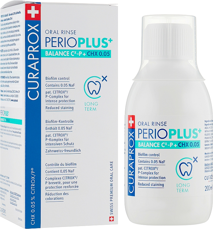 Płyn do płukania jamy ustnej, 0.05% chlorheksydyna - Curaprox Perio Plus+ — Zdjęcie N1