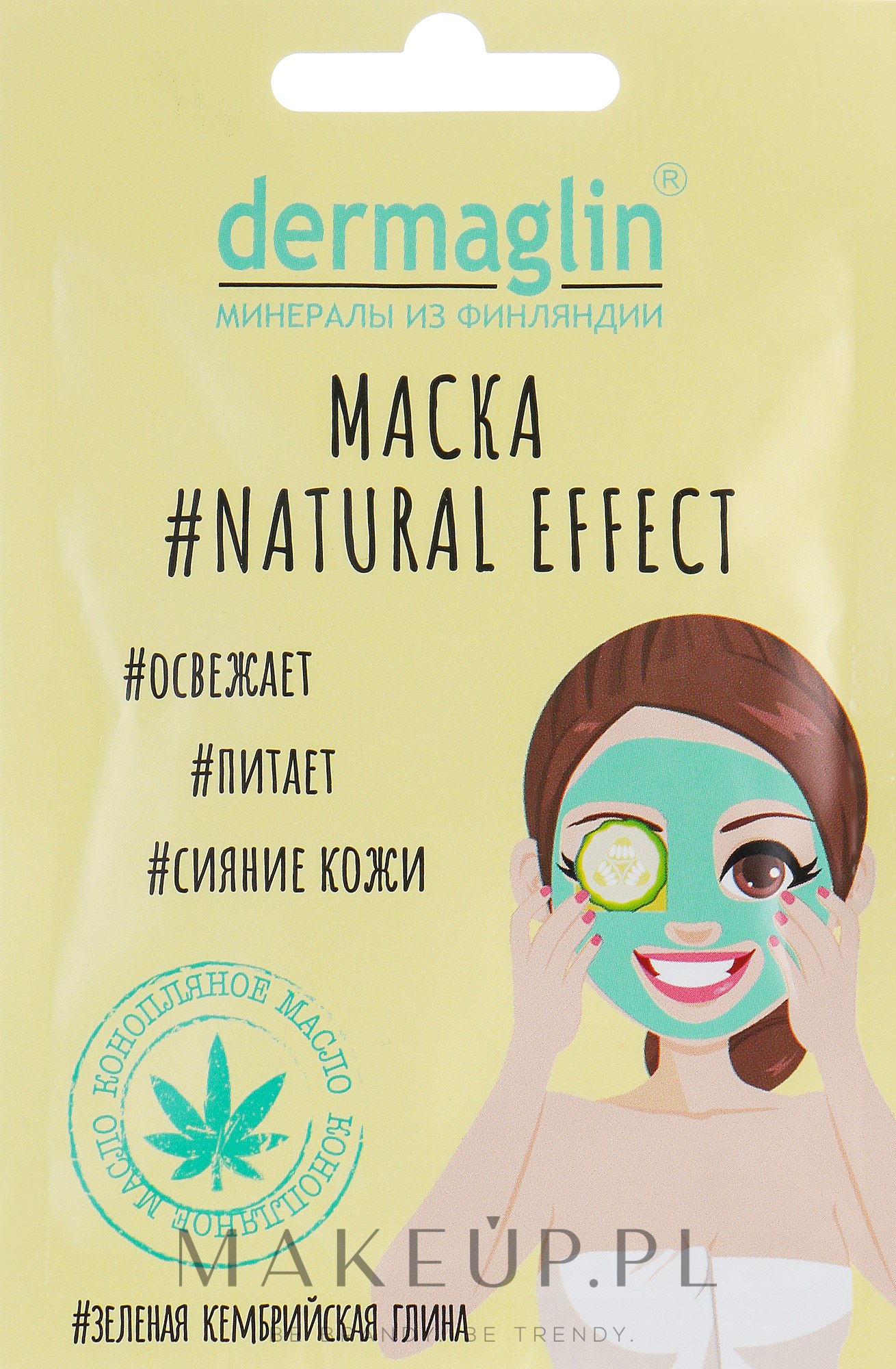 Odświeżająca maseczka do twarzy z zieloną glinką kambryjską - Dermaglin #Natural Effect — Zdjęcie 20 g