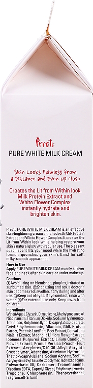 Rozjaśniający krem do twarzy z proteinami mleka - Prreti Pure White Milk Cream — Zdjęcie N6