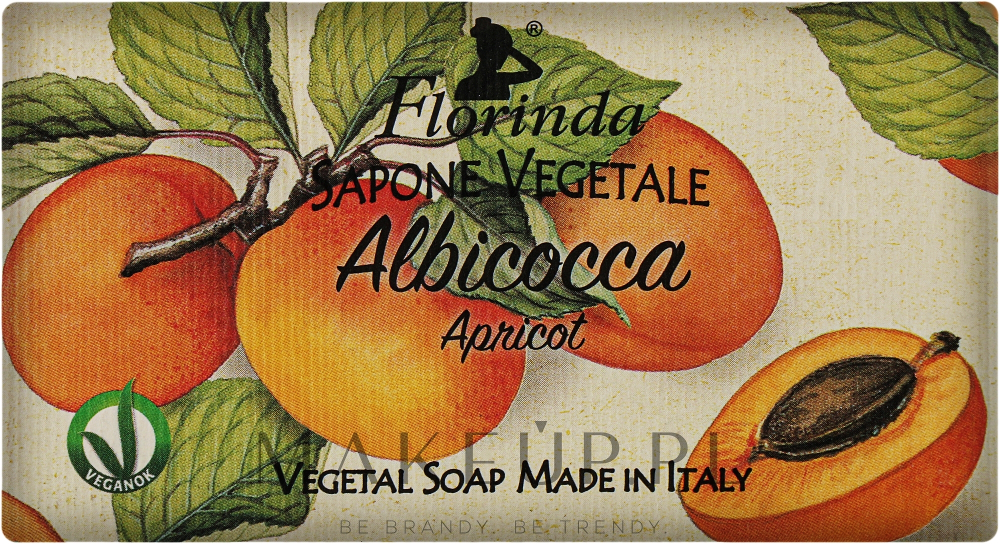 Naturalne mydło w kostce Morela - Florinda Sapone Vegetale Apricot Vegetal Soap Handmade — Zdjęcie 100 g