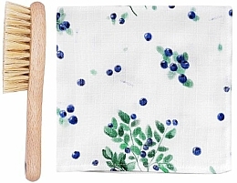 Kup Zestaw - LullaLove Blueberry (hair brush + muslin washcloth)