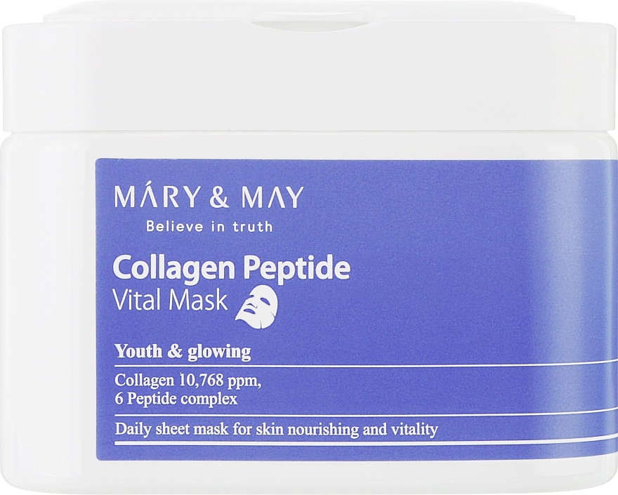 Maski tkaninowe do twarzy z kolagenem i peptydami - Mary & May Collagen Peptide Vital Mask