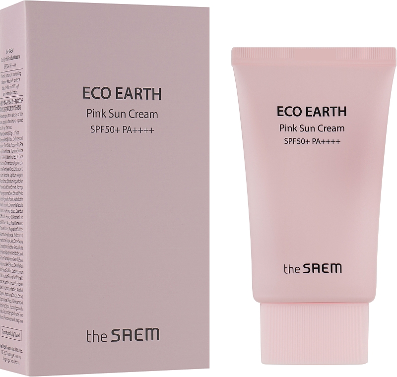Filtr przeciwsłoneczny z kalaminą - The Saem Eco Earth Power Pink Sun Cream — Zdjęcie N1