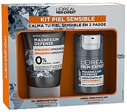 Zestaw - L'Oreal Paris Men Expert Magnesium Defense Set (cl/gel/100ml + f/cr/50ml) — Zdjęcie N1