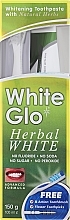 Zestaw z biało-żółtą szczoteczką do zębów (t/paste 100 ml + t/brush 1 pc + dental/flosser) - White Glo Herbal White Set — Zdjęcie N2
