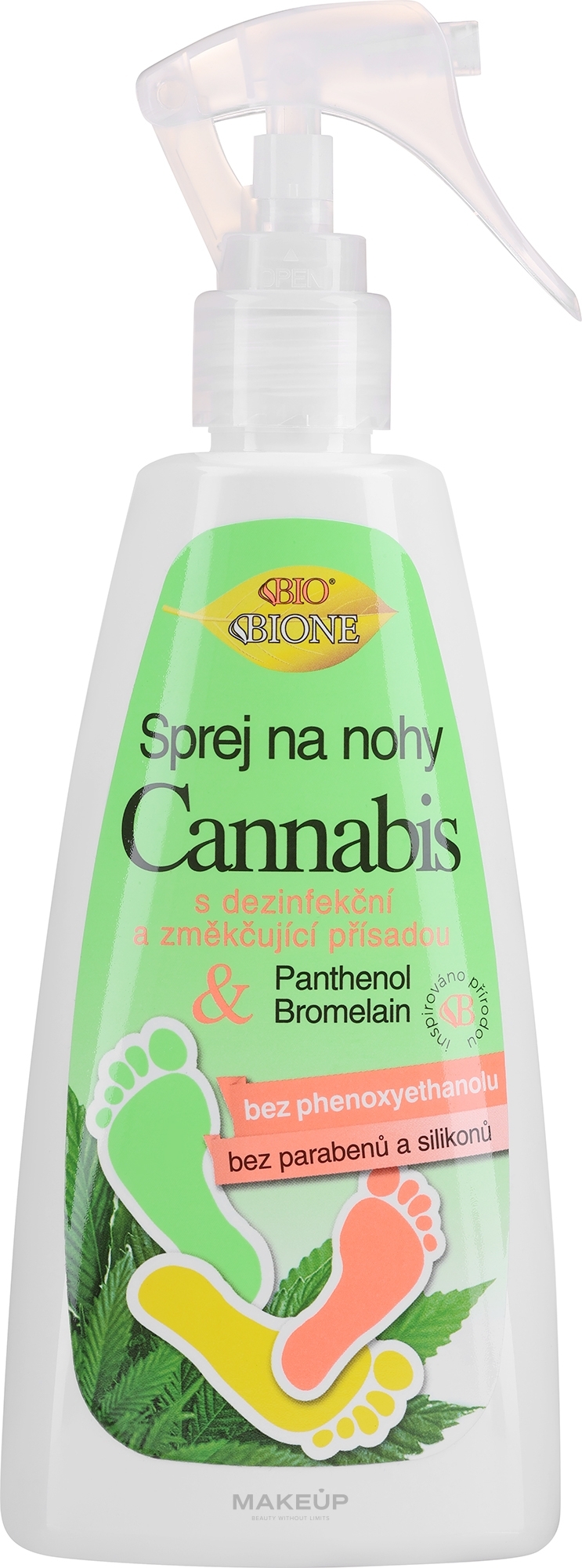 Spray do stóp z ekstraktem z konopi - Bione Cosmetics Cannabis Chlorhexidin & Bromelain Foot Spray — Zdjęcie 260 ml