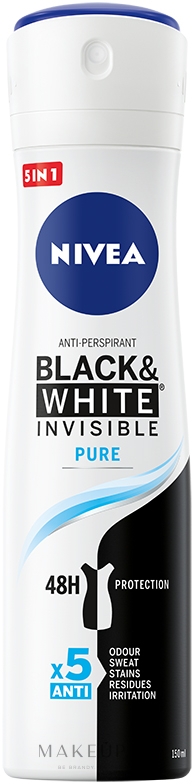 Antyperspirant w sprayu - NIVEA Black & White Invisible Pure Fashion Edition 48H Protection — Zdjęcie 150 ml