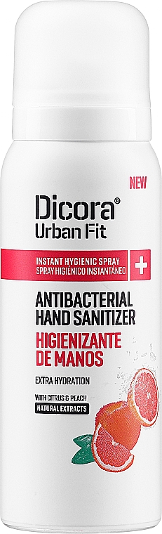 Spray do dezynfekcji rąk o zapachu cytrusów i brzoskwini - Dicora Urban Fit Protects & Hydrates Hand Sanitizer  — Zdjęcie N1