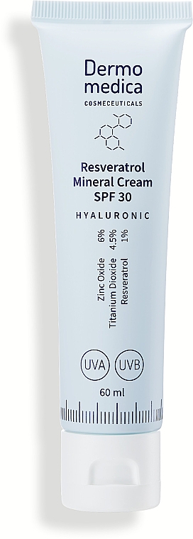 Przeciwzmarszczkowy krem ​​do twarzy - Dermomedica Hyaluronic Resveratrol Mineral Cream SPF30
