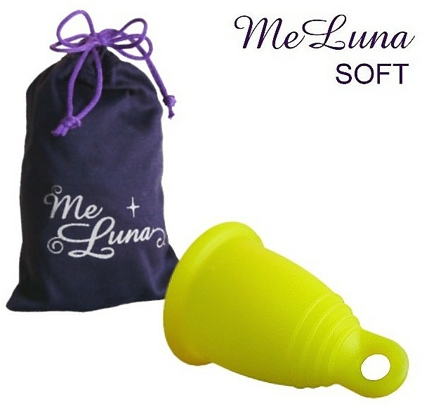 Kubeczek menstruacyjny z pętelką, rozmiar S, żółty - MeLuna Soft Menstrual Cup Ring — Zdjęcie N1