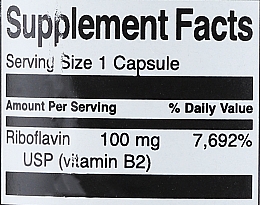 Suplement diety z witaminą B2, 100 mg, 100 szt. - Swanson Riboflavin Vitamin B2 — Zdjęcie N3