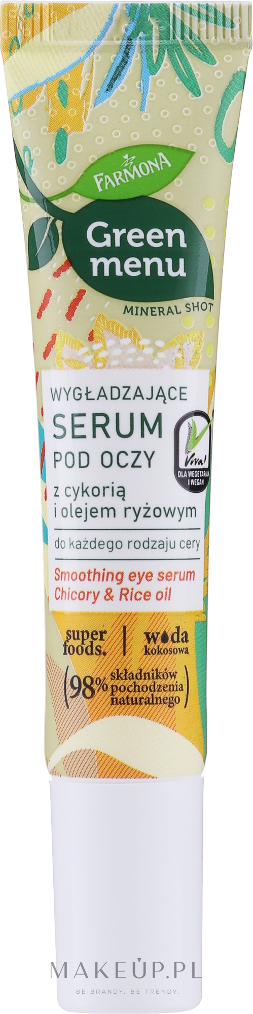 Wygładzające serum pod oczy z cykorią i olejem ryżowym - Farmona Green Menu — Zdjęcie 15 ml