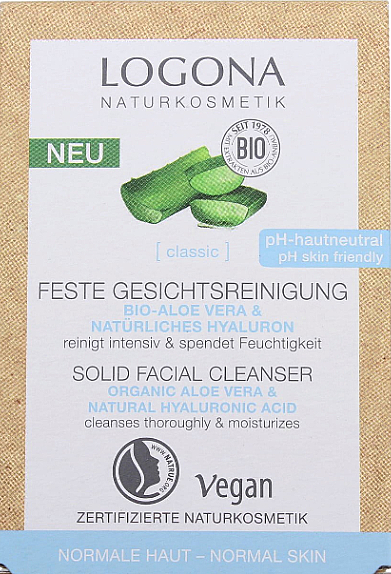 Mydło do mycia twarzy Aloes - Logona Solid Fasial Cleanser Organic Aloe&Natural Hyaluronic Acid — Zdjęcie N1