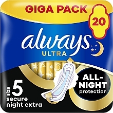 Podpaski higieniczne, rozmiar 5, 20 sztuk - Always Ultra Secure Night Extra — Zdjęcie N2