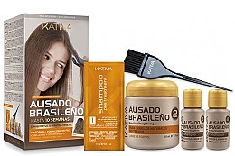 Kup PRZECENA Zestaw do keratynowego prostowania włosów - Kativa Alisado Brasileno Con Glyoxylic & Keratina Vegetal Kit (shm 15 ml + mask 150 ml + shm 30 ml + cond 30 ml)*