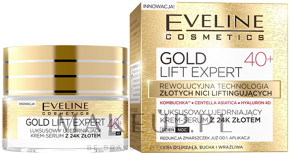 Luksusowy ujędrniający krem-serum z 24K złotem na dzień i na noc 40 + - Eveline Cosmetics Gold Lift Expert — Zdjęcie 50 ml