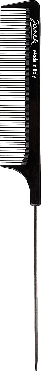 Grzebień z metalowym szpikulcem, 21 cm, czarny - Janeke Professional Comb With Metal Tail — Zdjęcie N1