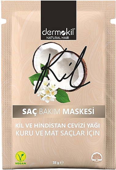 Maseczka do włosów suchych z olejkiem kokosowym - Dermokil Clay and Coconut Hair Mask (sachet) — Zdjęcie N1