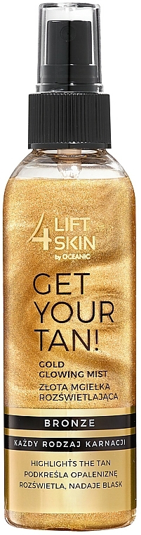Złota mgiełka rozświetlająca do ciała - Lift4Skin Get Your Tan! Gold Glowing Mist — Zdjęcie N1