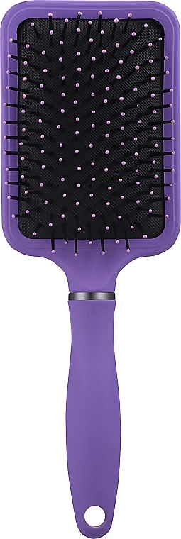 Szeroka prostokątna szczotka do włosów z nylonowym włosiem i szpilkami, fioletowa - Disna Pharma — Zdjęcie N1