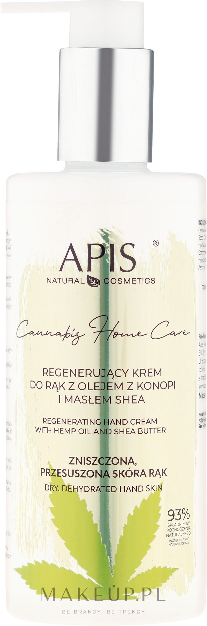 Regenerujący krem do rąk z olejem z konopi i masłem shea - APIS Professional Cannabis Home Care Restoring Hand Cream — Zdjęcie 300 ml