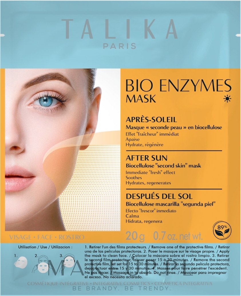Maska bioenzymatyczna na tkaninie do twarzy po opalaniu - Talika Bio Enzymes Mask After Sun — Zdjęcie 20 g