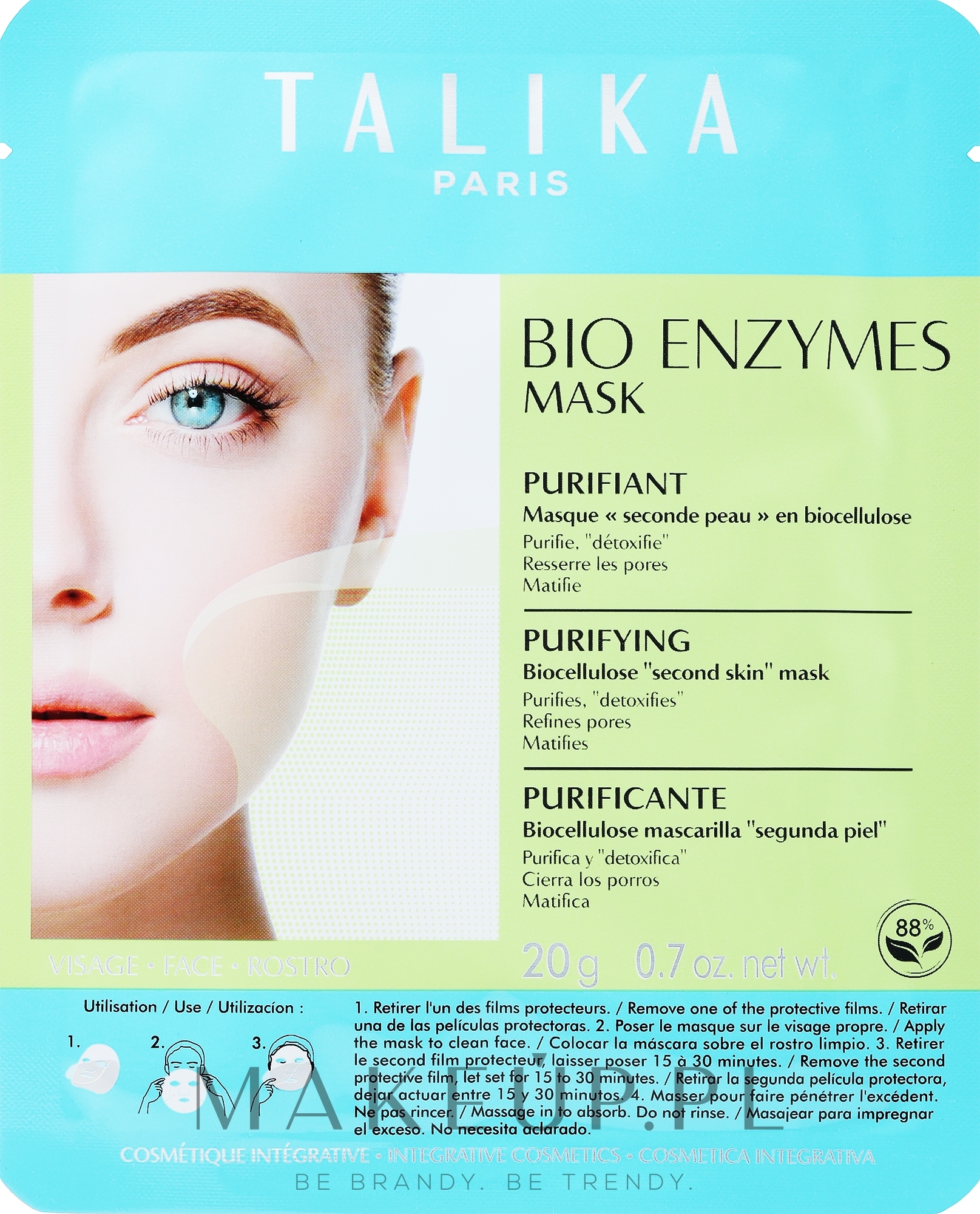 Oczyszczająca maska bioenzymatyczna na tkaninie do twarzy - Talika Bio Enzymes Purifying Mask — Zdjęcie 20 g