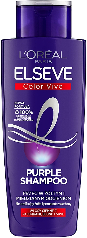 Szampon do włosów farbowanych blond i rozjaśnianych neutralizujący żółte i miedziane odcienie - L'Oréal Paris Elseve Color-Vive Purple