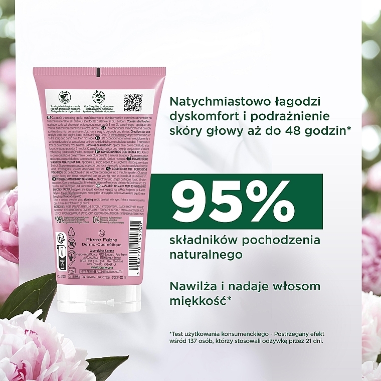 Żel-odżywka do włosów z ekstraktem z piwonii - Klorane Soothing And Anti-Irritating Gel Conditioner — Zdjęcie N4