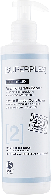 Odżywka do włosów farbowanych i rozjaśnianych - Barex Italiana Superplex Conditioner Keratin Bonder